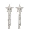 Women NUMBERING Fashion Jewellery | Cubic Zirconia Rhodium Plasted Sterling Silver Pave Star Drop Earrings