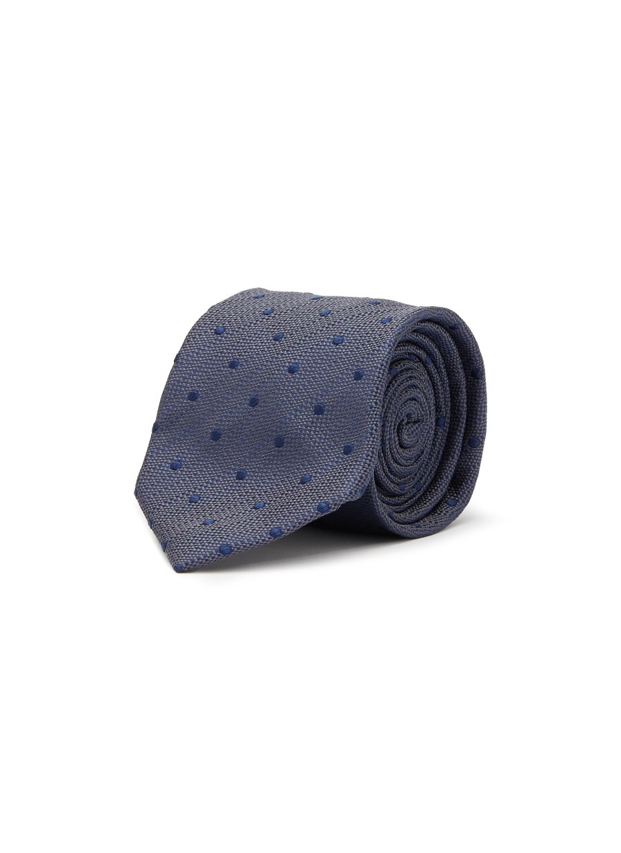 Men STEFANOBIGI MILANO Ties | Polka Dot Embroidered Silk Tie