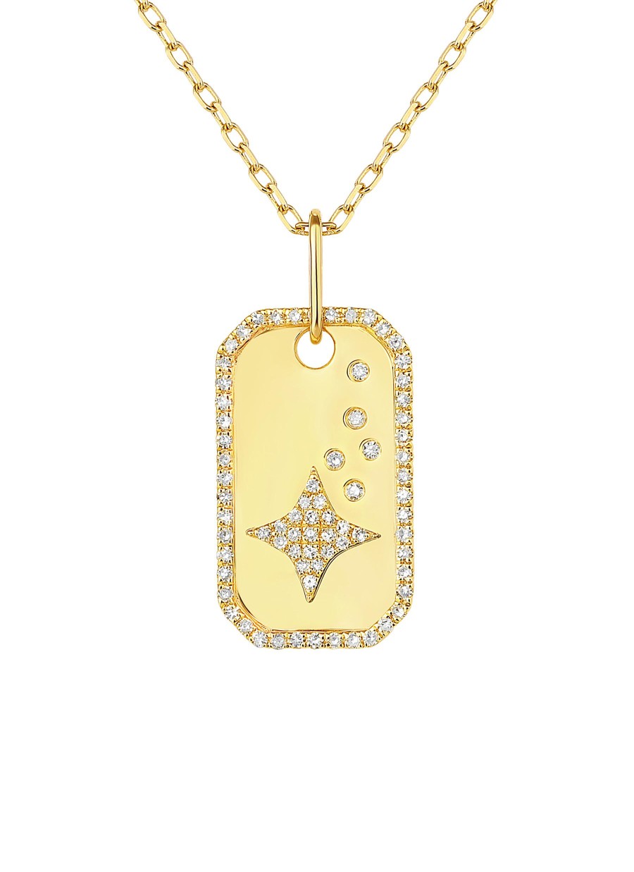 Women LC COLLECTION JEWELLERY Fine Jewellery | 18K Gold Diamond Dog Tag Necklace