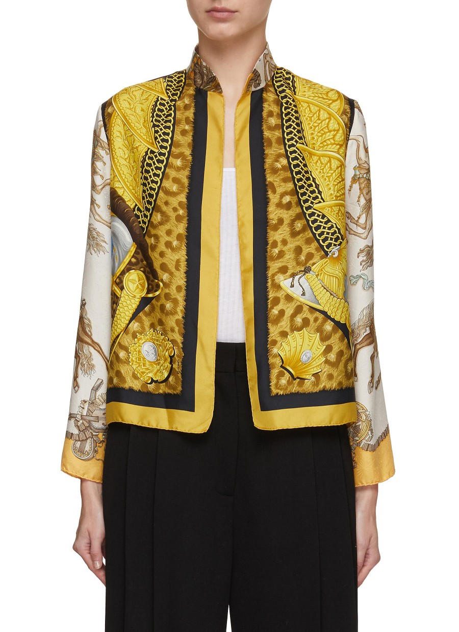 Women LILYEVE Jackets | Stand Collar Open Front Silk Jacket