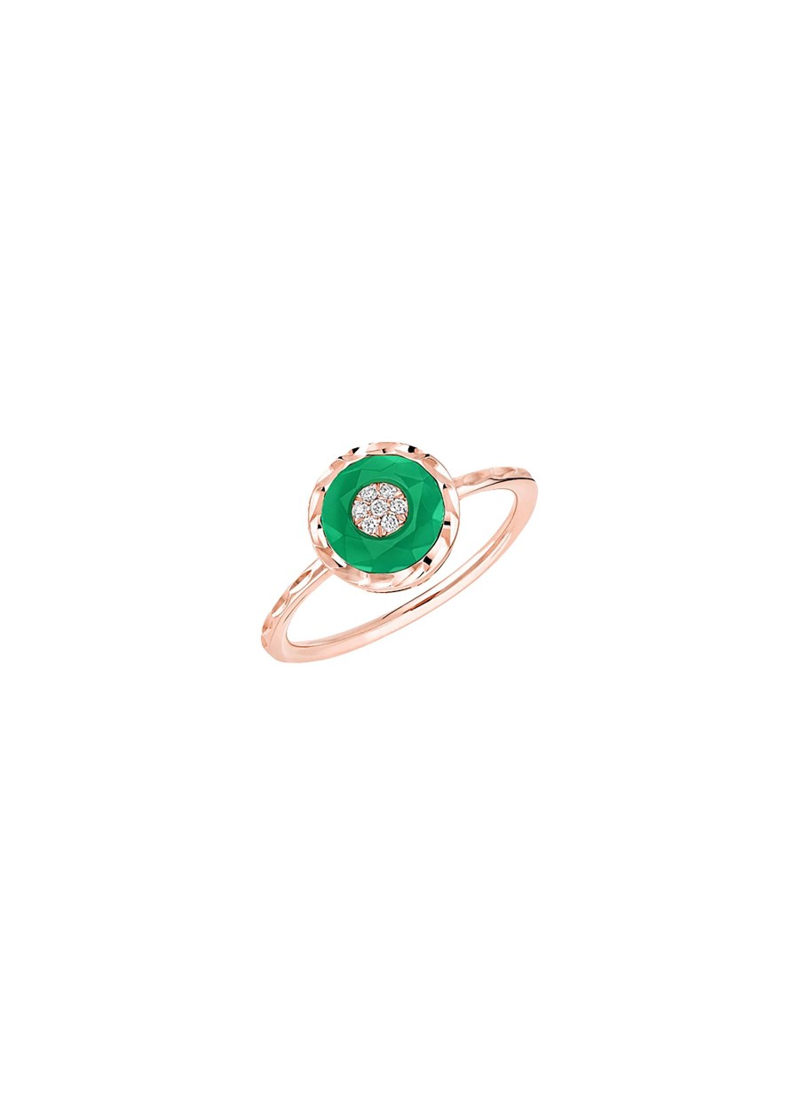 Women KORLOFF Fine Jewellery | Saint-Petersbourg Rose Gold Diamond Green Agate Ring — Size 51