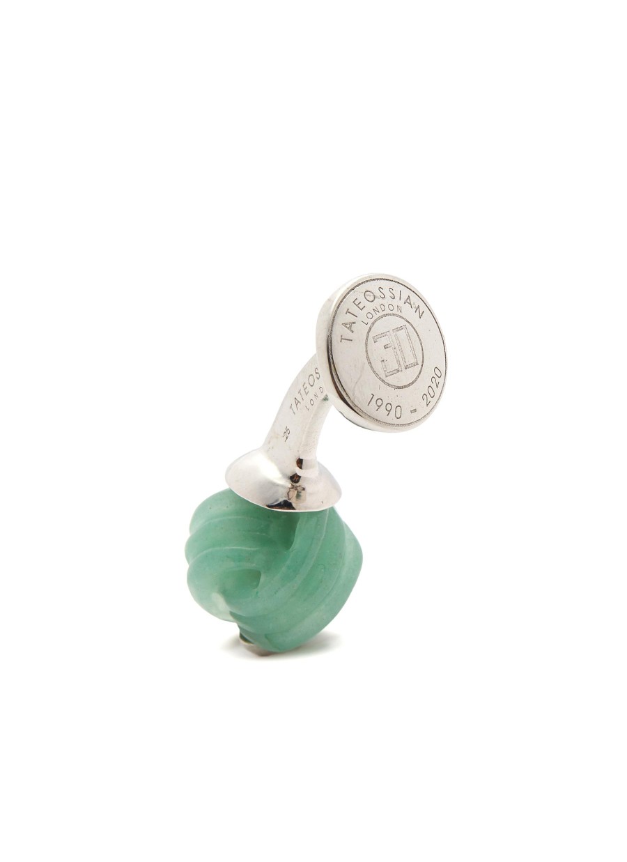 Men TATEOSSIAN Cufflinks | Green Aventurine Hand Carved Knot Cufflinks