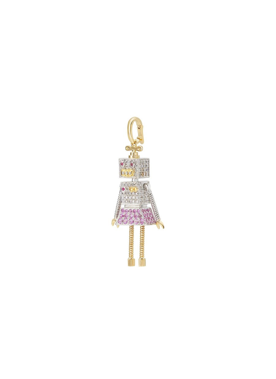 Women MIO HARUTAKA Fine Jewellery | Robot 18K Gold Diamond Pink Sapphire Charm