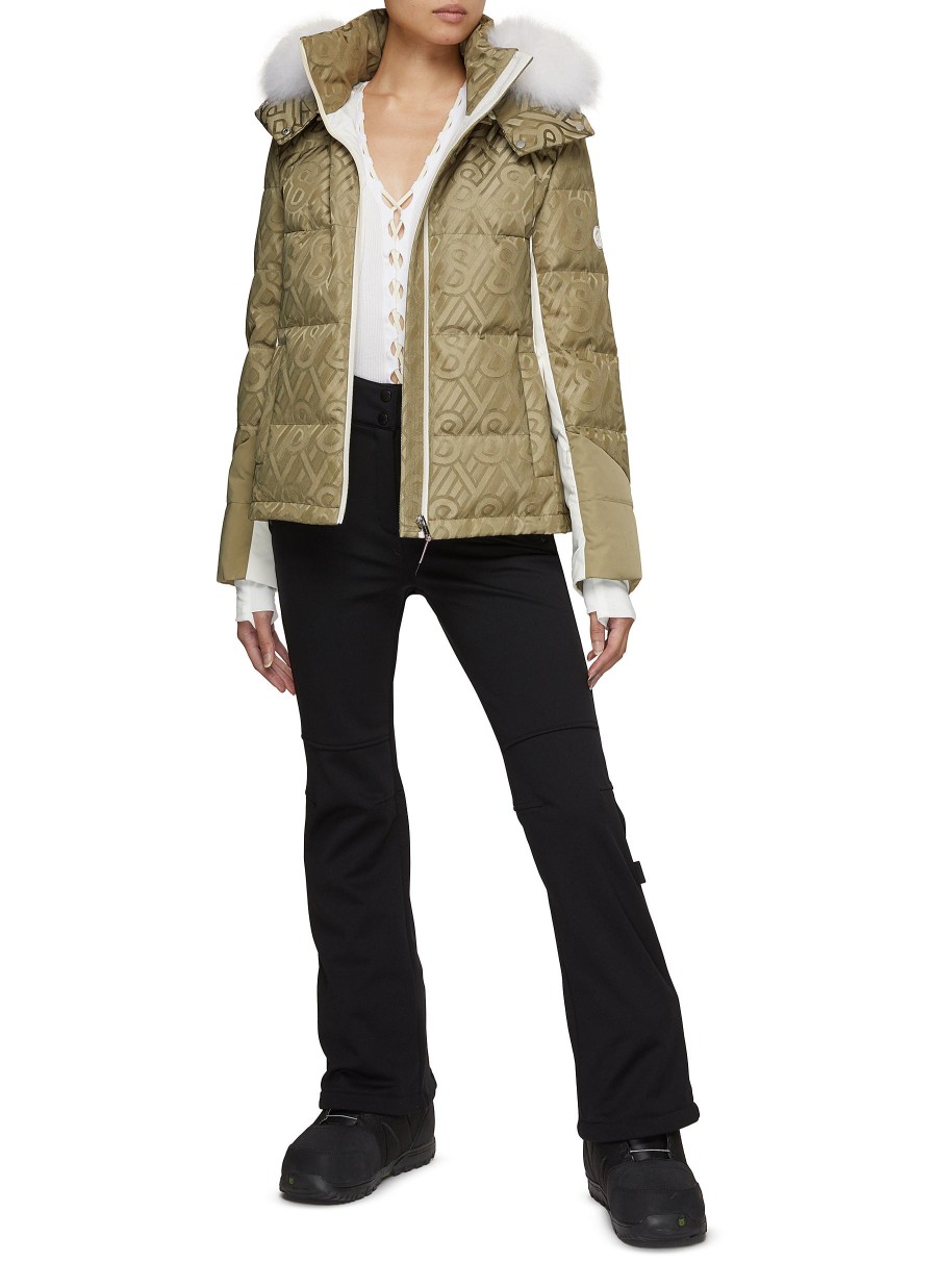 Women YVES SALOMON Jackets | Fur Trim Hooded Monogram Ski Puffer Jacket