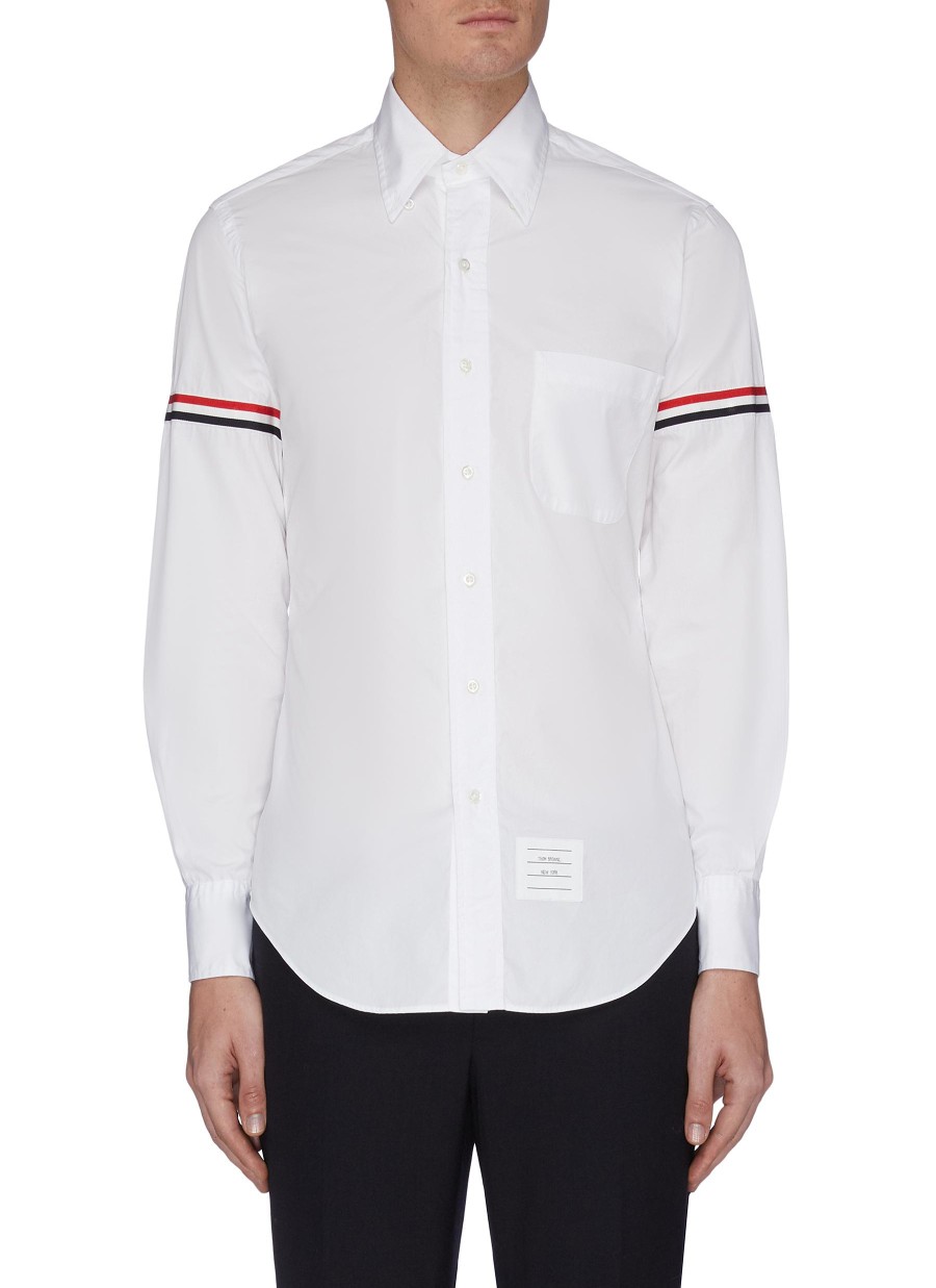 Men THOM BROWNE Shirts | Button Embellished Armband Button-Up Shirt