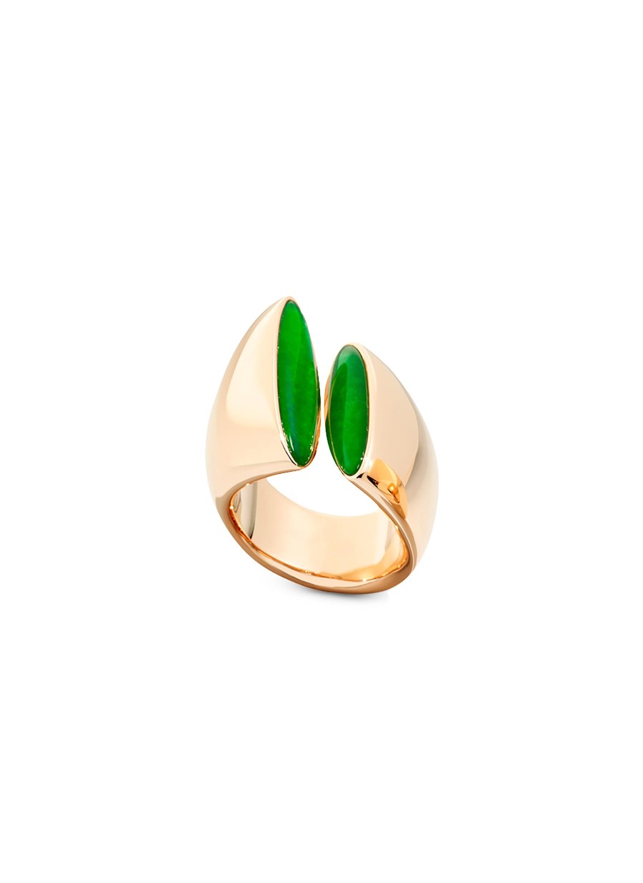 Women VHERNIER Fine Jewellery | Eclisse 18K Rose Gold Diamond Jade Rock Crystal Midi Ring — Size 53