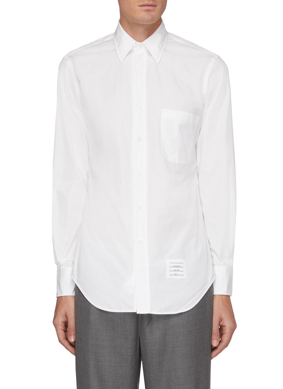 Men THOM BROWNE Shirts | Slogan Patch Poplin Shirt