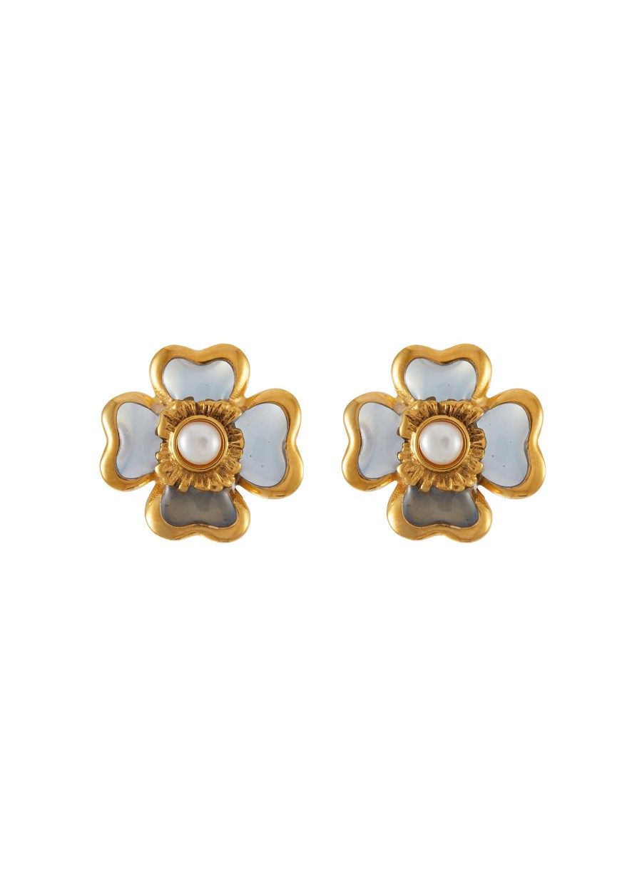 Women GOOSSENS Fashion Jewellery | 24K Gold Plated Clover Earrings