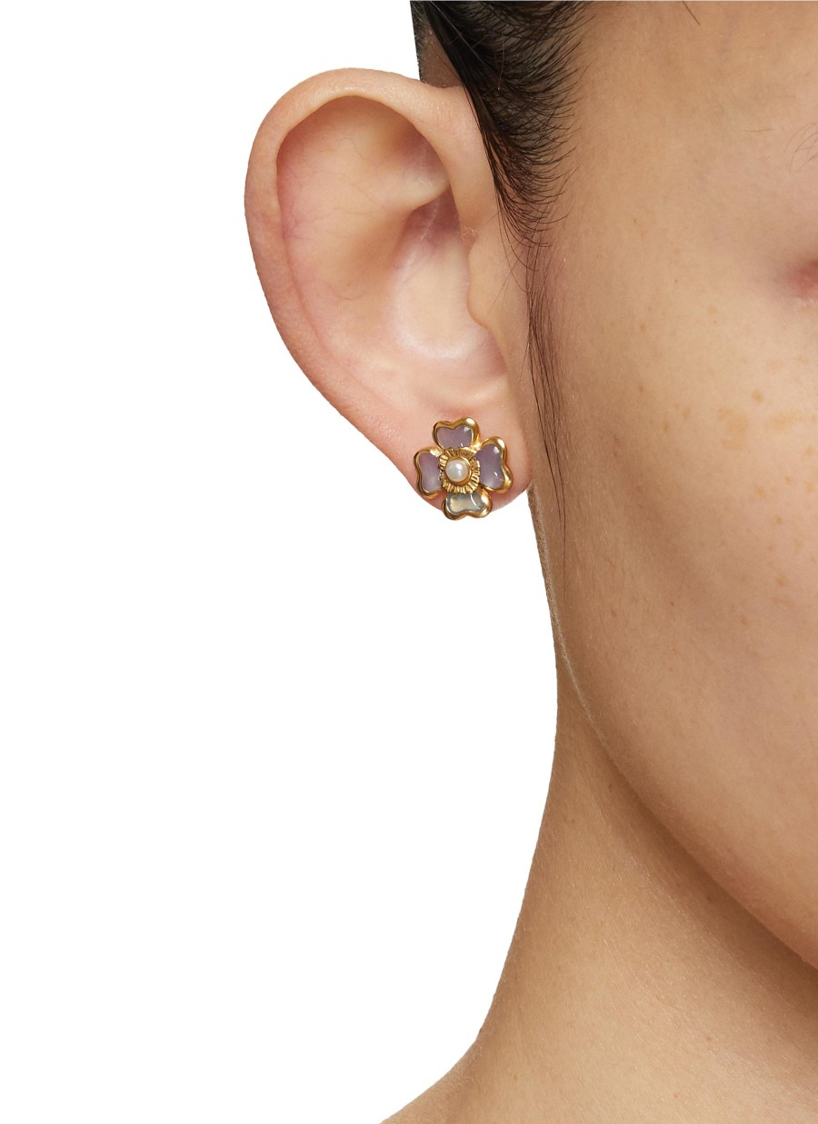 Women GOOSSENS Fashion Jewellery | 24K Gold Plated Clover Earrings