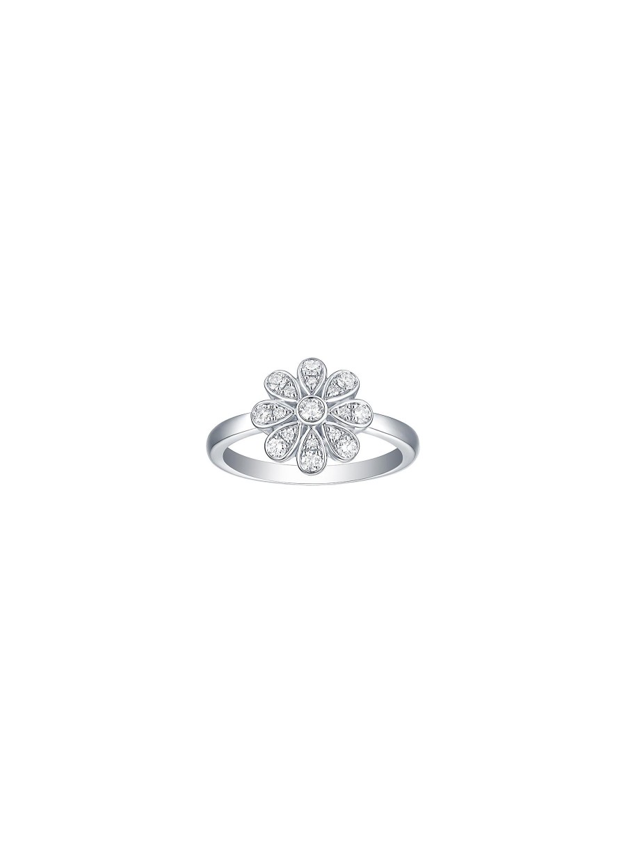 Women LC COLLECTION JEWELLERY Fine Jewellery | 18K White Gold Diamond Flower Ring