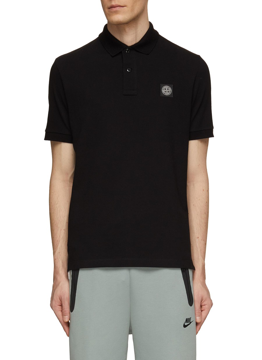 Men STONE ISLAND Polos | Compass Patch Dyed Fissato Polo Shirt