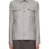 Men HERNO Shirts | Spread Collar Cotton Cashmere Silk Shirt