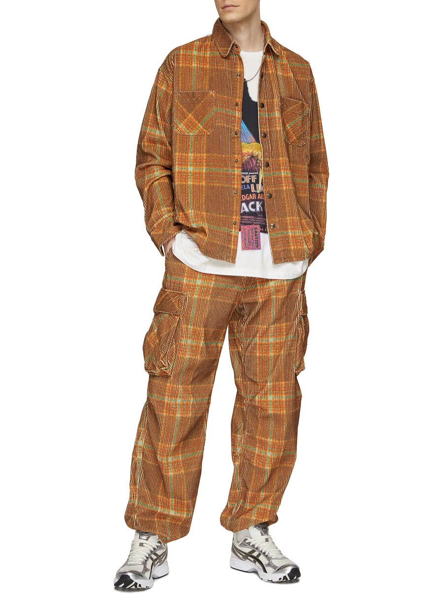 Men ERL Pants | Printed Check Corduroy Cargo Pants