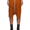 Men RICK OWENS Pants | Cargo Pod Dropped Crotch Shorts