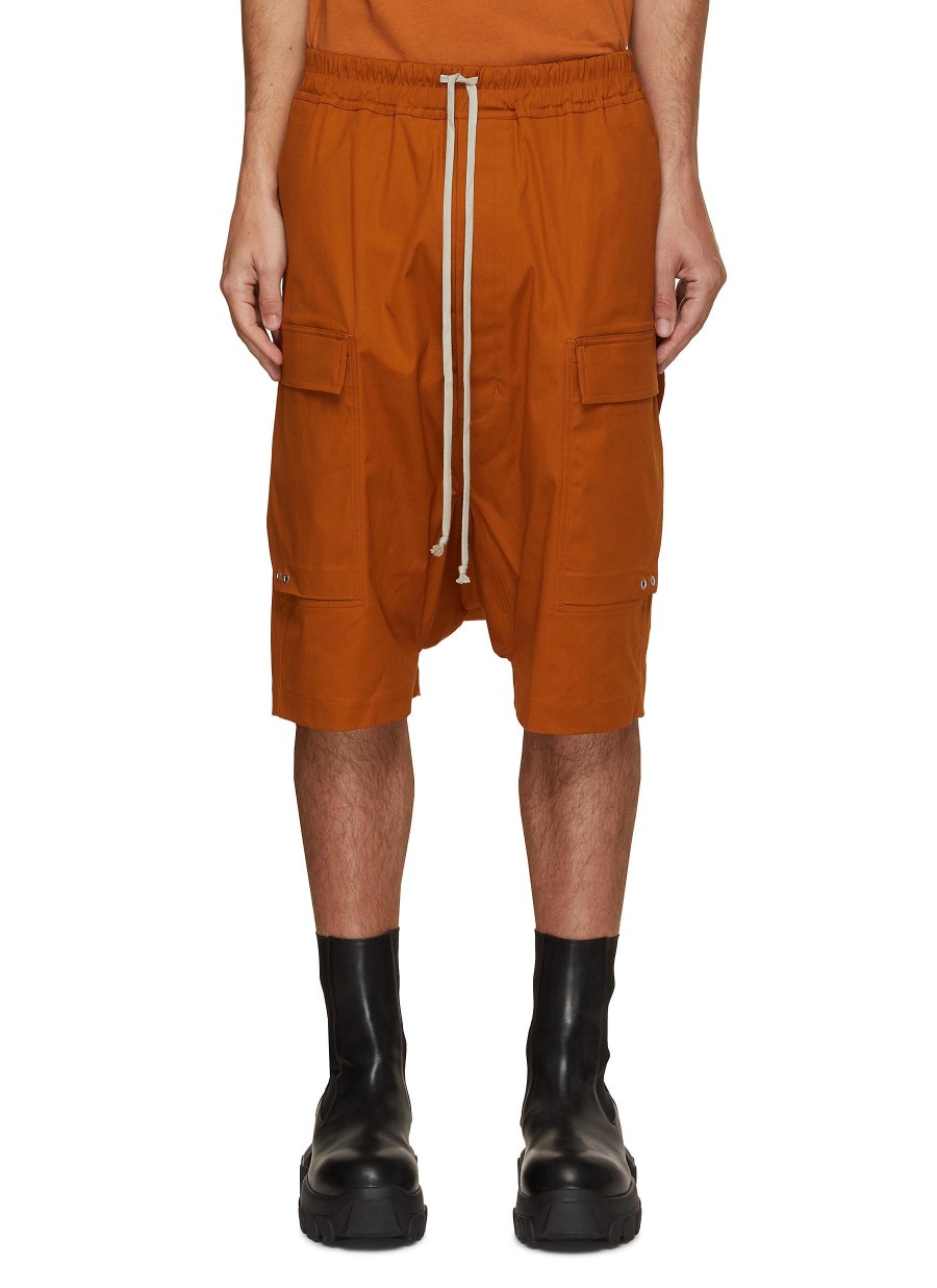 Men RICK OWENS Pants | Cargo Pod Dropped Crotch Shorts