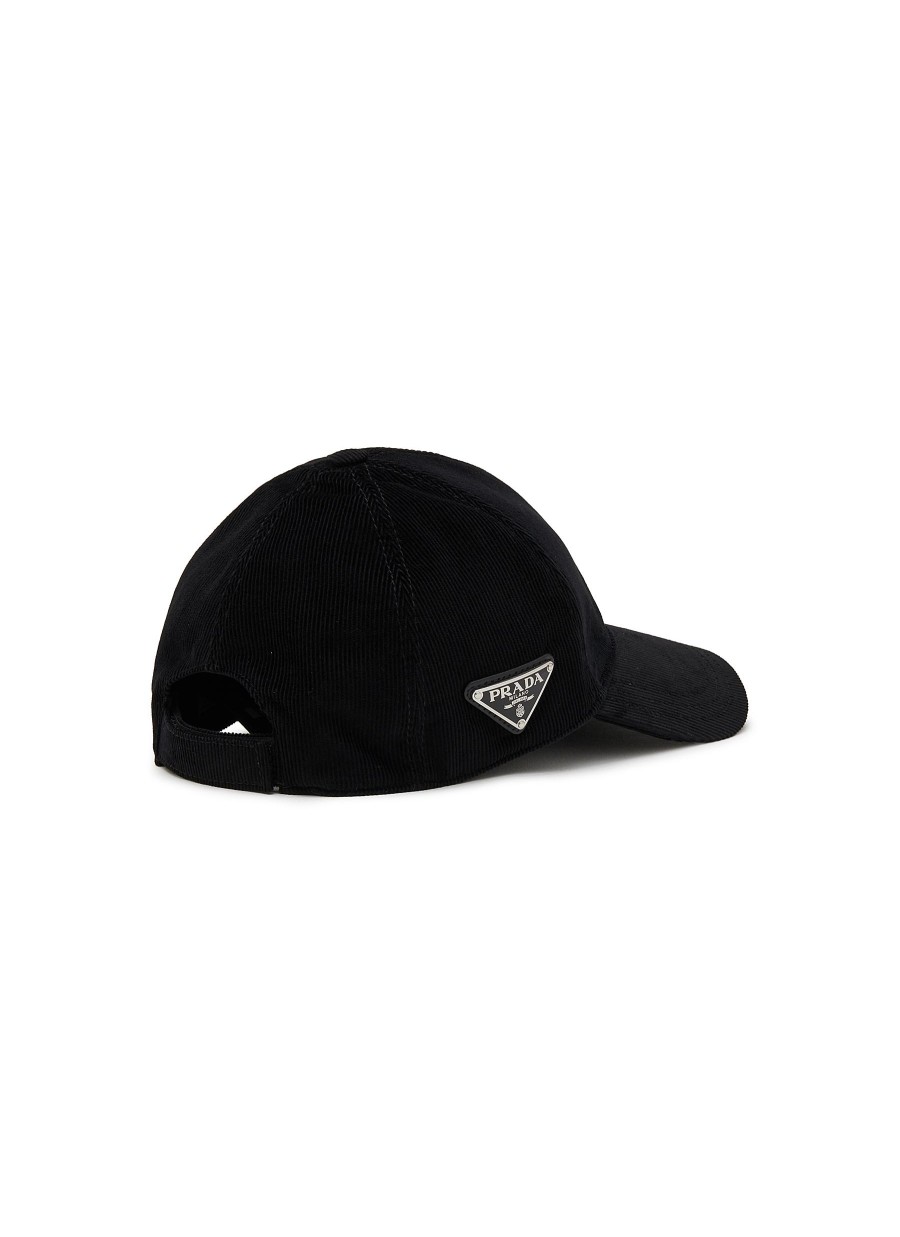 Men PRADA Hats & Gloves | Logo-Plaque Corduroy Baseball Cap