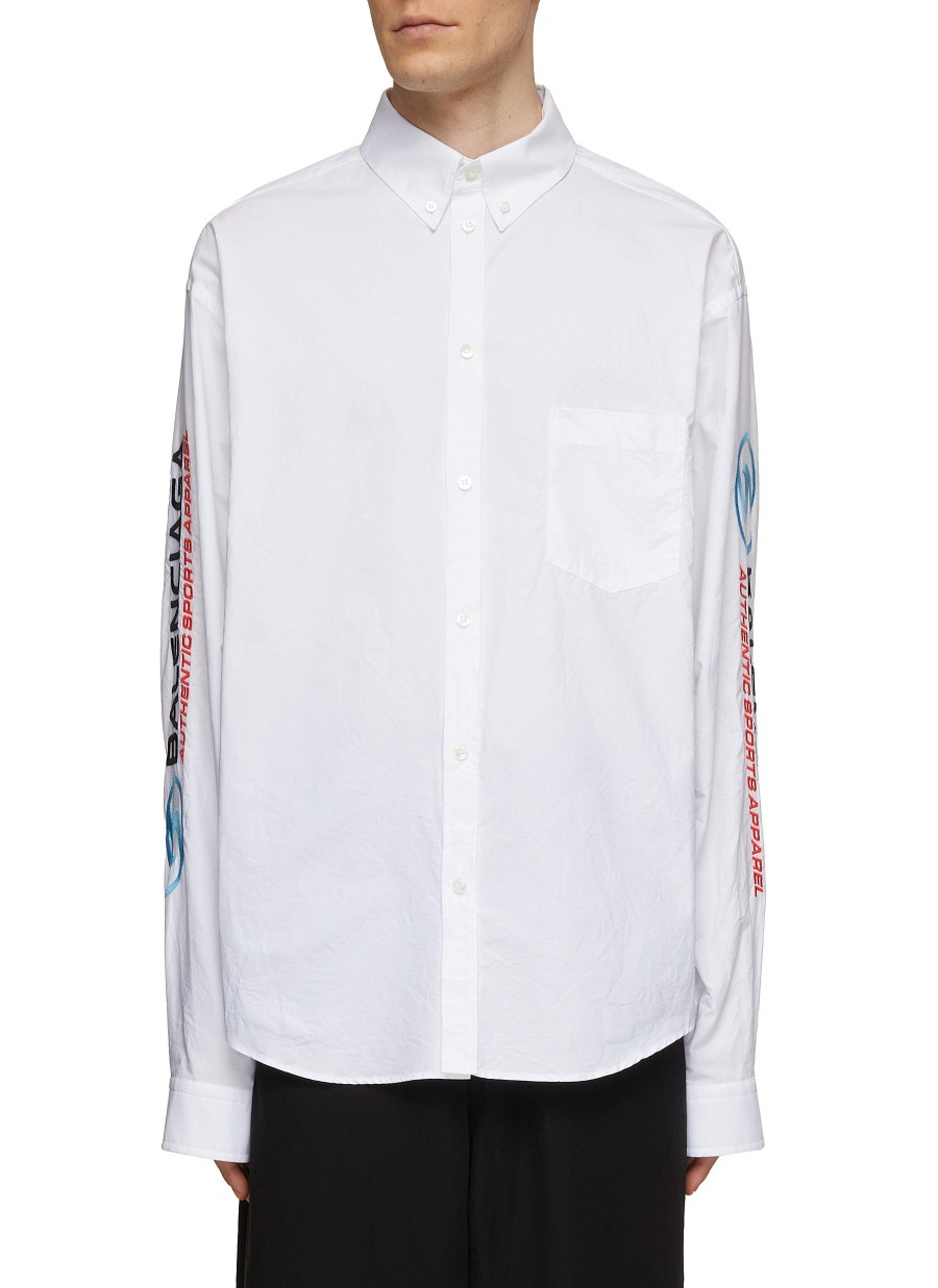 Men BALENCIAGA Shirts | Embroidered Surfer Logo Shirt