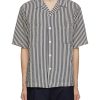 Men BARENA Shirts | Open Collar Striped Cotton Silk Shirt