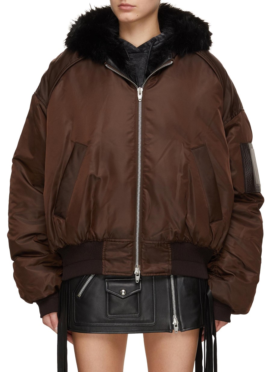 Women JUUN.J Jackets | Reversible Hooded Faux Fur Ma-1 Jacket