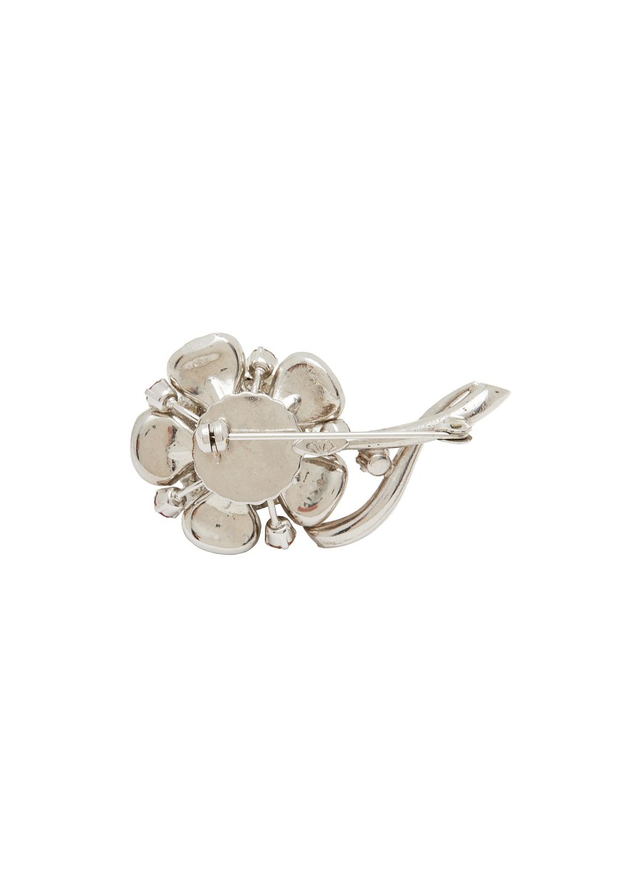 Women LANE CRAWFORD VINTAGE ACCESSORIES Vintage Accessories | Schoffel Austria Rhodium Diamante Pink Flower 3D Brooch