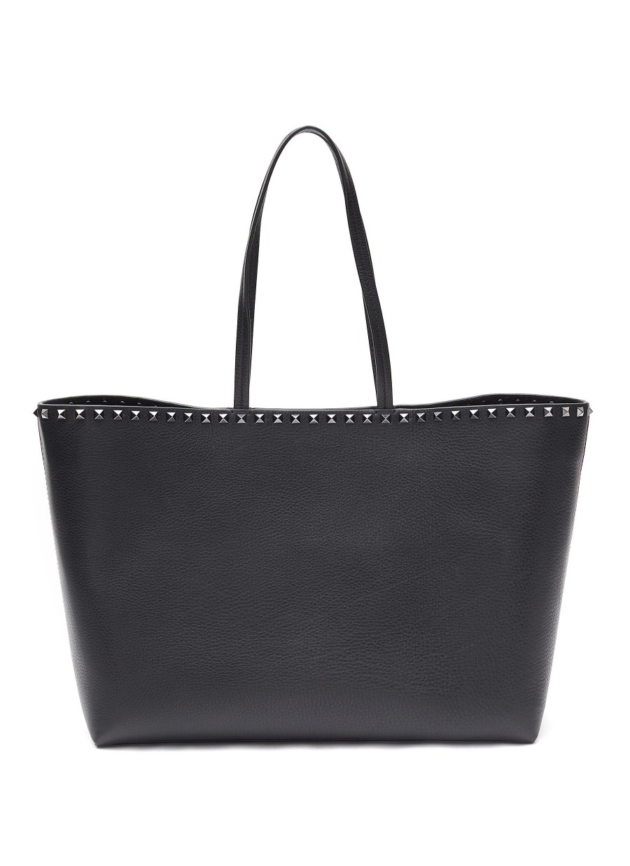 Women VALENTINO Tote Bags | Rockstud' Grainy Calfskin Leather Tote Bag