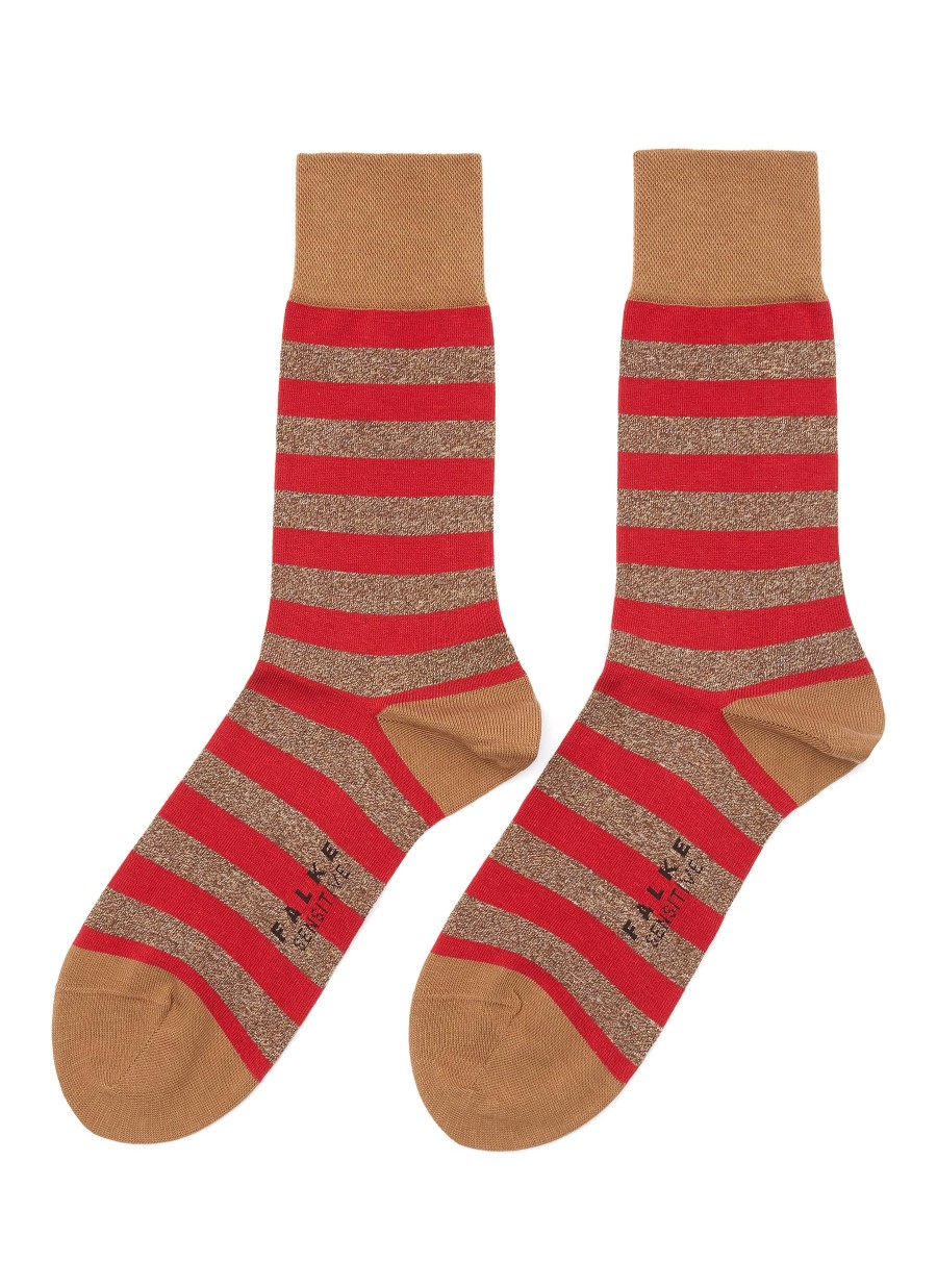 Men FALKE Socks | Sensitive Mapped Striped Cotton Blend Crew Socks