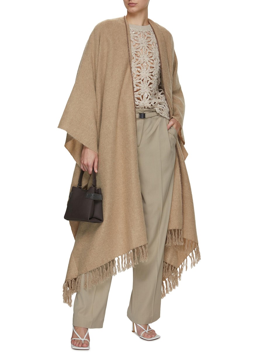 Women BRUNELLO CUCINELLI Scarves & Wraps | Monili Embellished Poncho