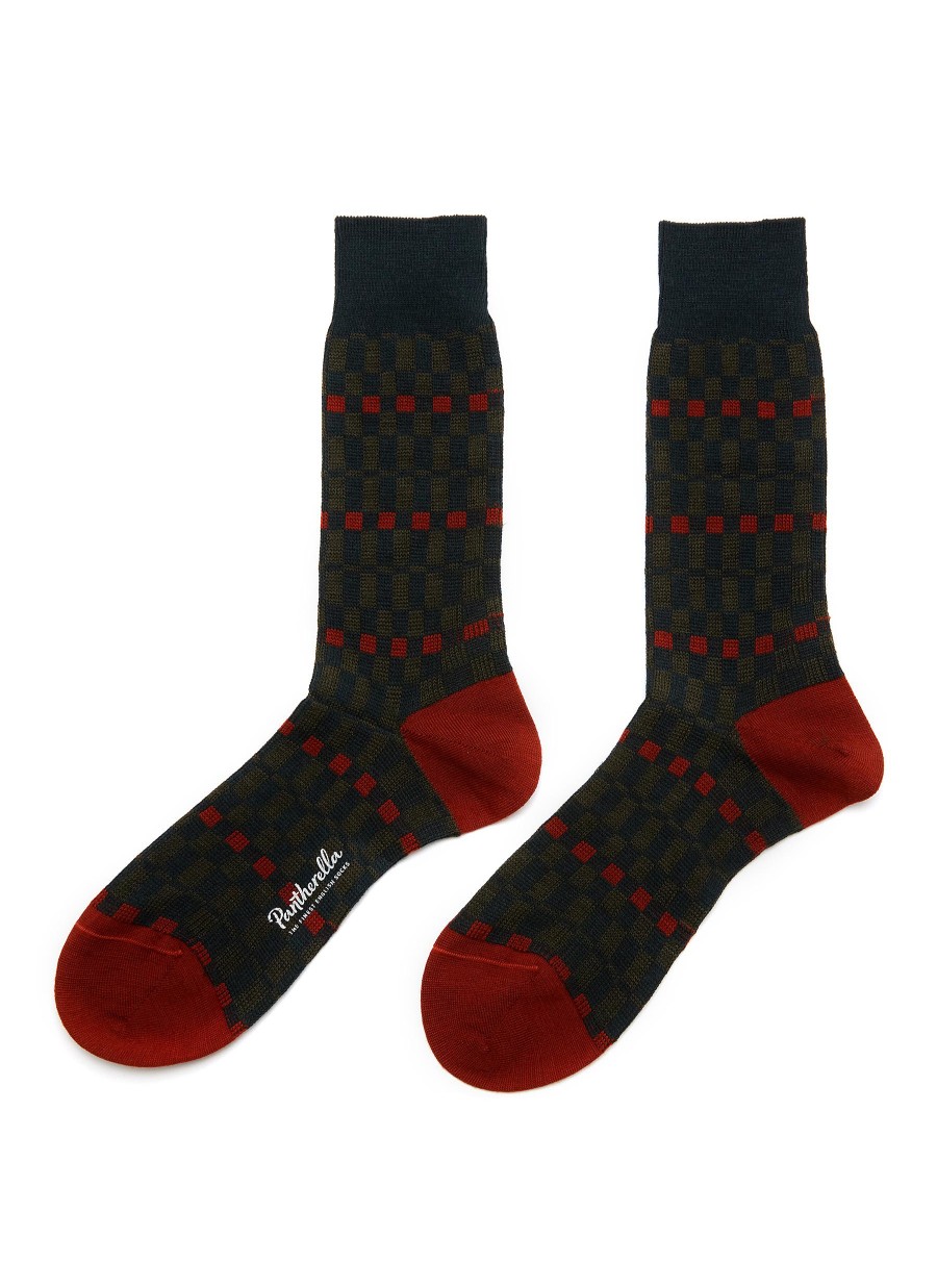 Men PANTHERELLA Socks | Wetton Abstract Check Long Ankle Socks