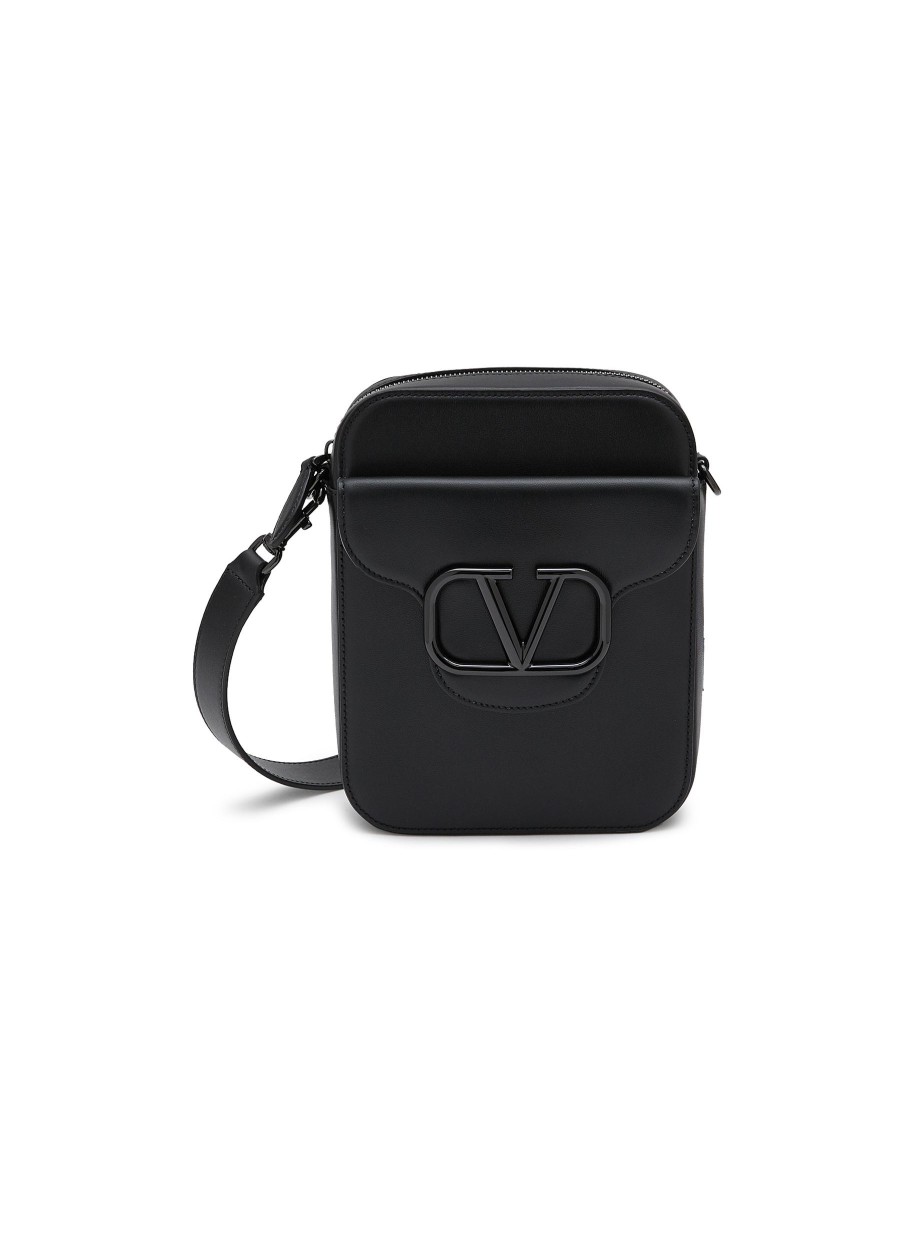 Men VALENTINO Crossbody | Leather Small Crossbody Bag