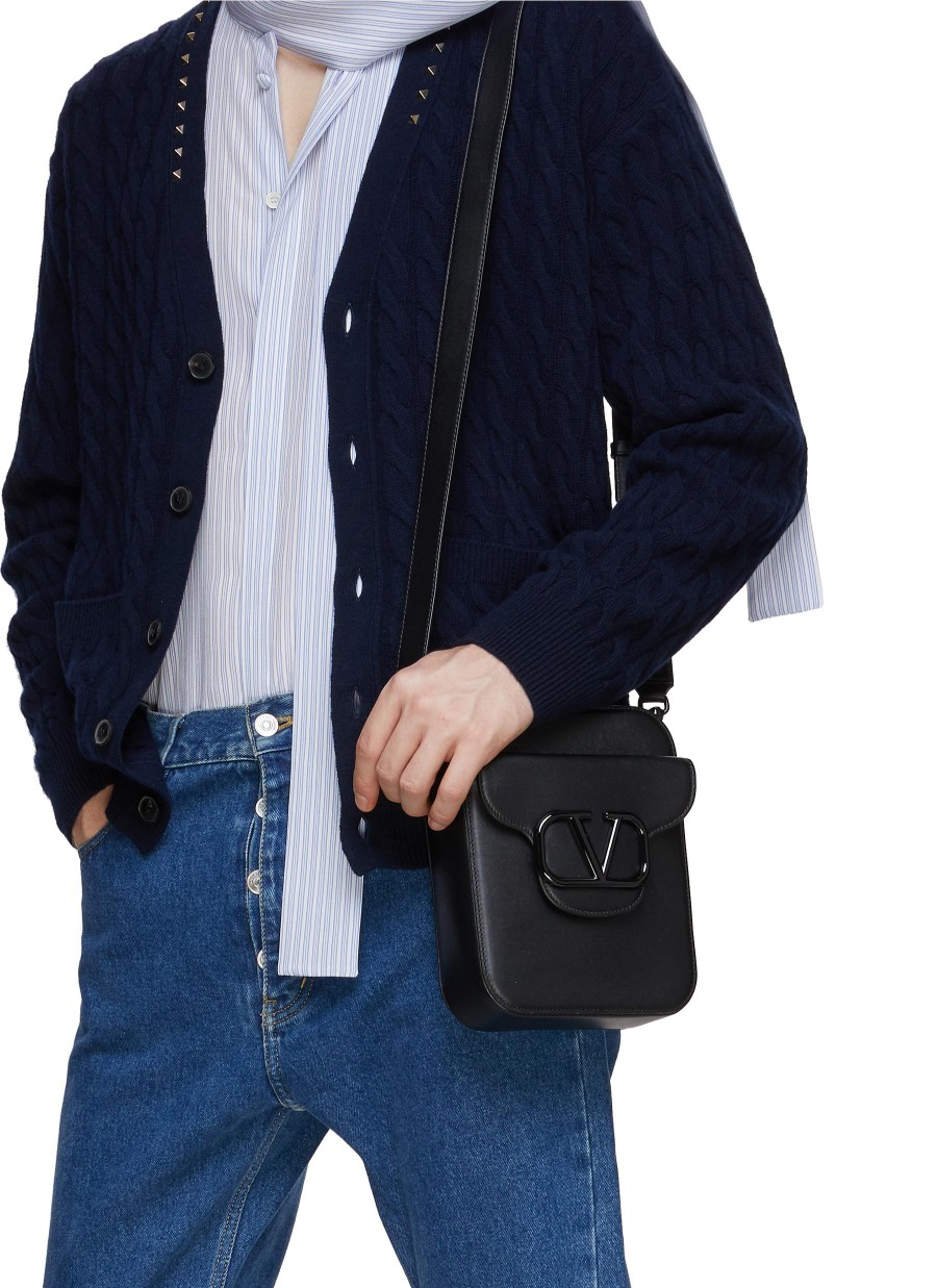 Men VALENTINO Crossbody | Leather Small Crossbody Bag