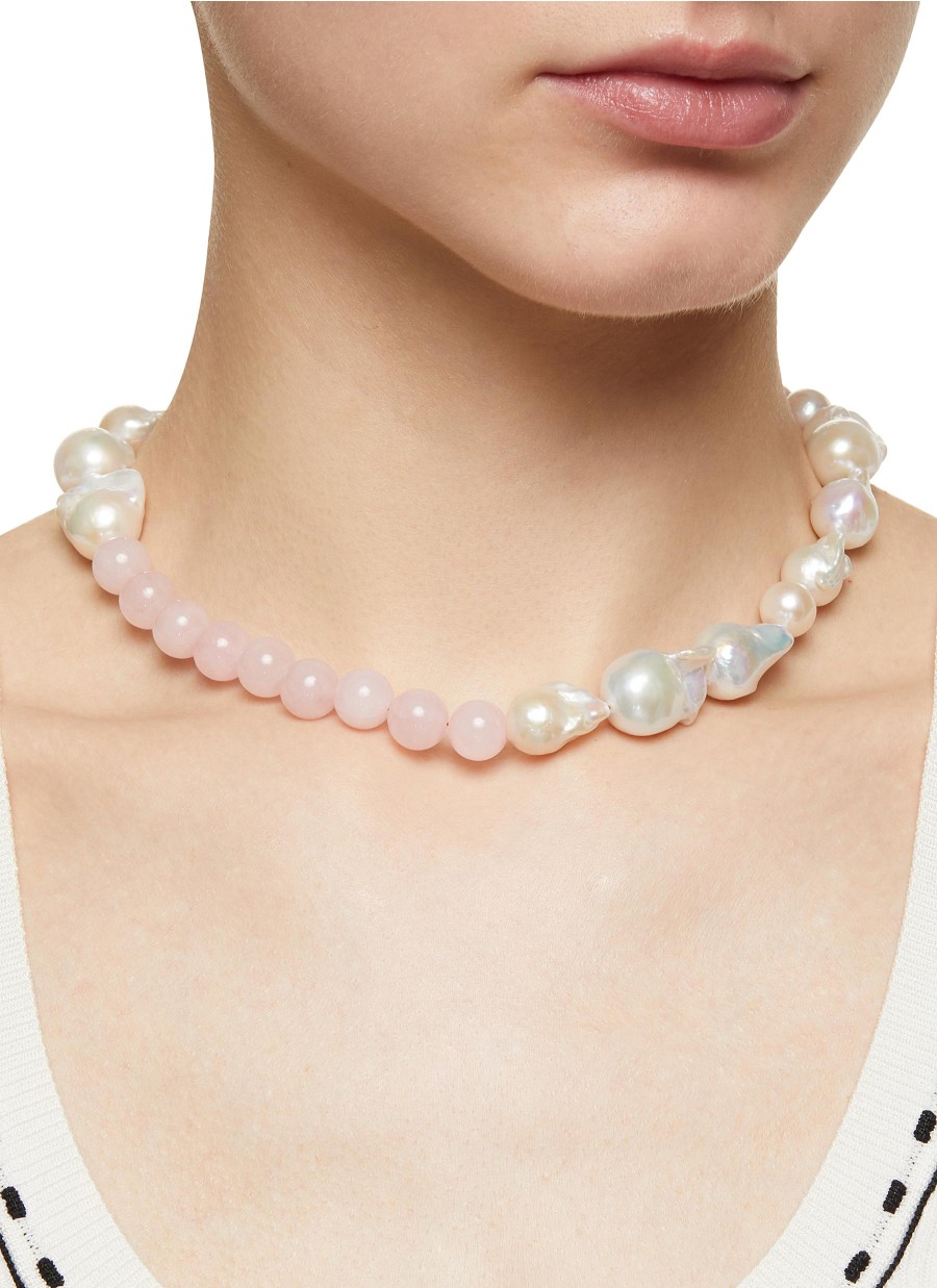 Women COMPLETEDWORKS Fashion Jewellery | Baroque Pearl Freshwater Pearl Rose Quartz 18Ct Gold Plated Necklace