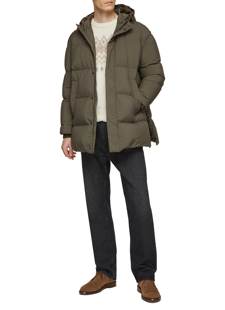 Men CANALI Puffer | Ultra Light Waterproof Hooded Puffer Jacket