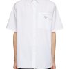 Men PRADA Shirts | Metal Logo Cotton Shirt