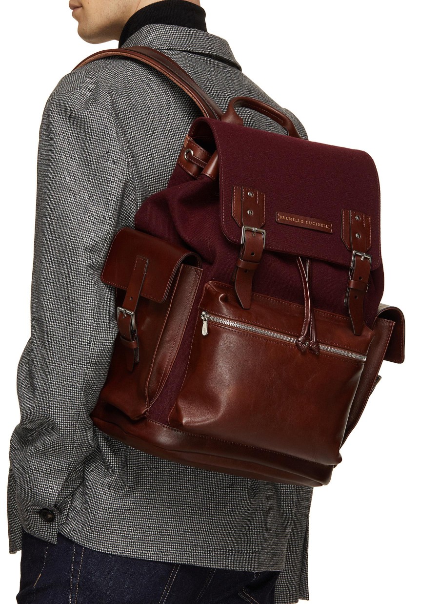 Men BRUNELLO CUCINELLI Backpacks | Mixed Leather Backpack