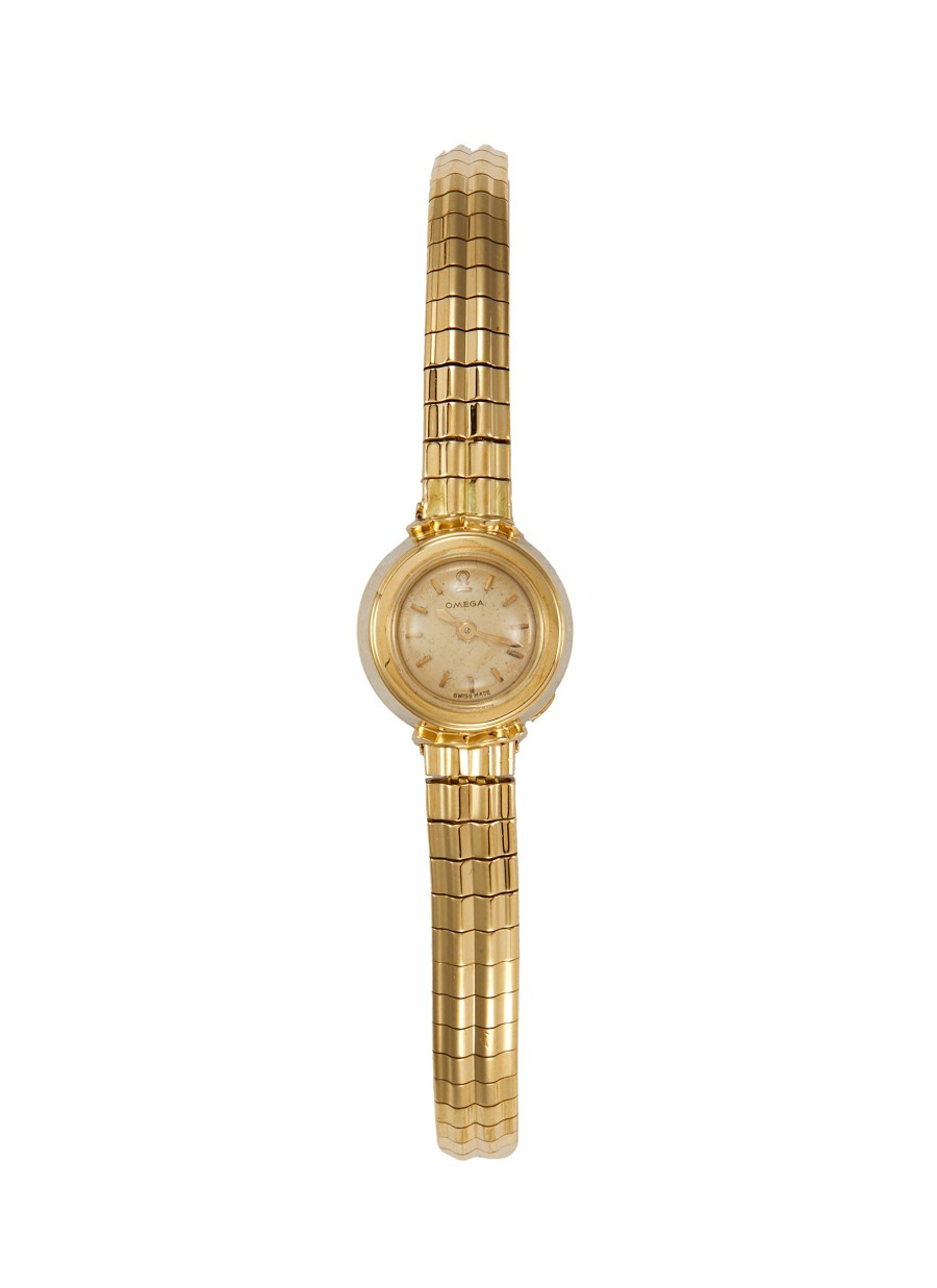 Women LANE CRAWFORD VINTAGE COLLECTION Watches | Omega Silver Dial 18K Gold Case Lady Wrist Watch