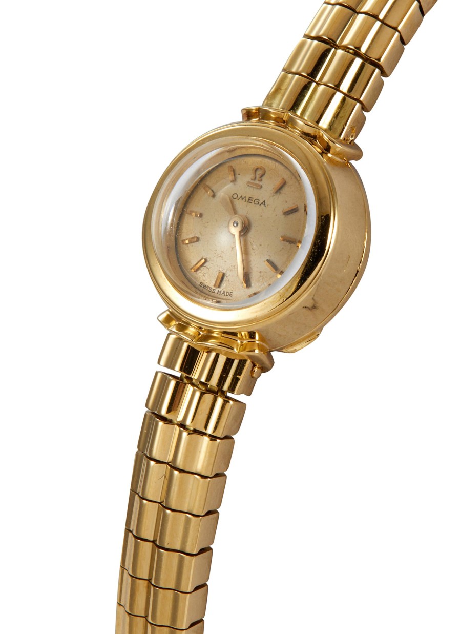 Women LANE CRAWFORD VINTAGE COLLECTION Watches | Omega Silver Dial 18K Gold Case Lady Wrist Watch