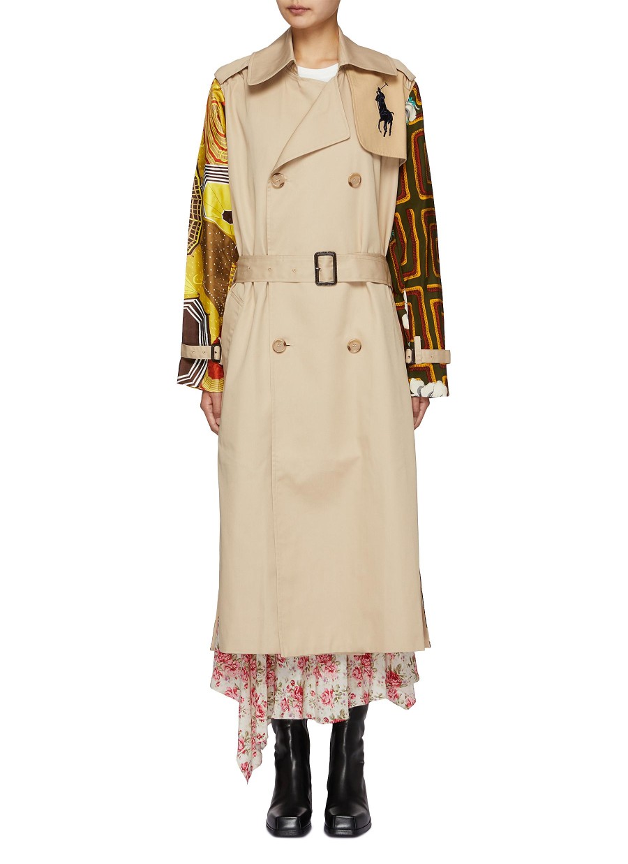 Women DRY CLEAN ONLY Coats | Belted Floral Print Trench Coat