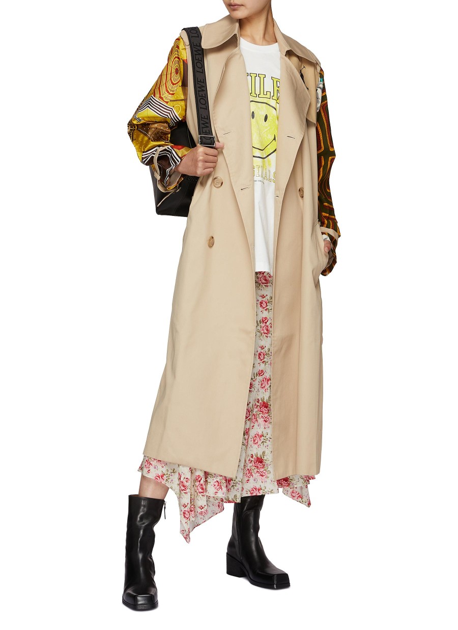 Women DRY CLEAN ONLY Coats | Belted Floral Print Trench Coat