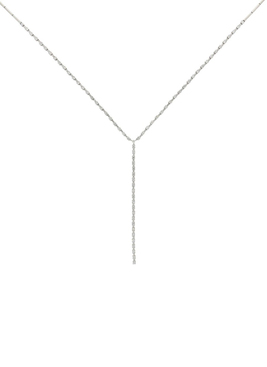 Women LC COLLECTION JEWELLERY Fine Jewellery | 18K White Gold Diamond Y Pendant Necklace