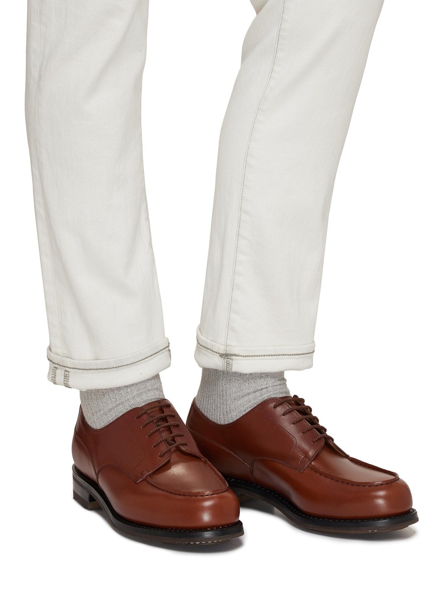 Men J.M. WESTON Flats | Brown Golf Derby Shoes