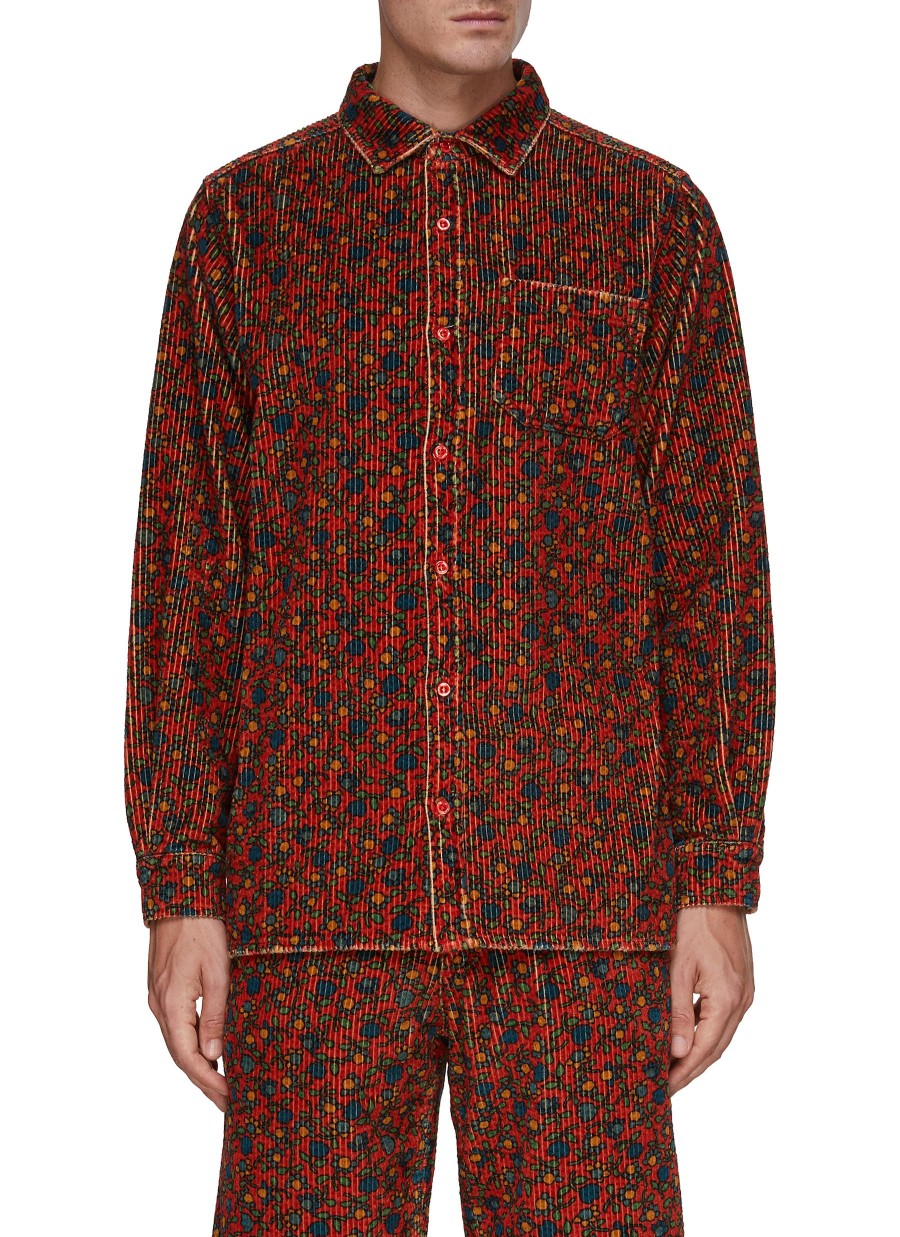 Men ERL Shirts | Floral Print Corduroy Shirt