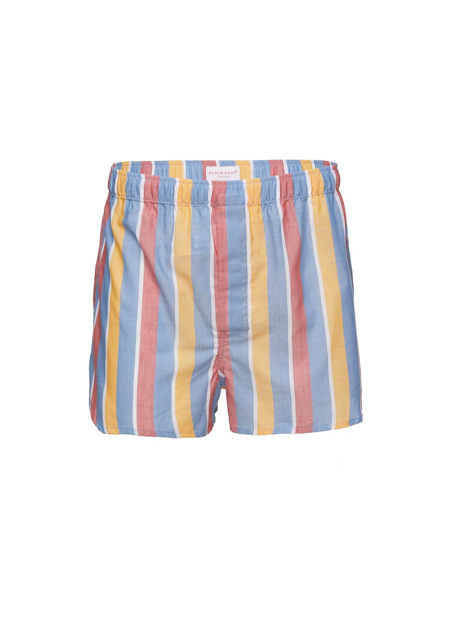 Men DEREK ROSE Underwear | Striped Magnetic Fly Cotton Boxers