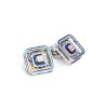 Men TATEOSSIAN Cufflinks | Palladium Plated Base Blue Handpainted Enamel Detailing Square Gear Cufflink