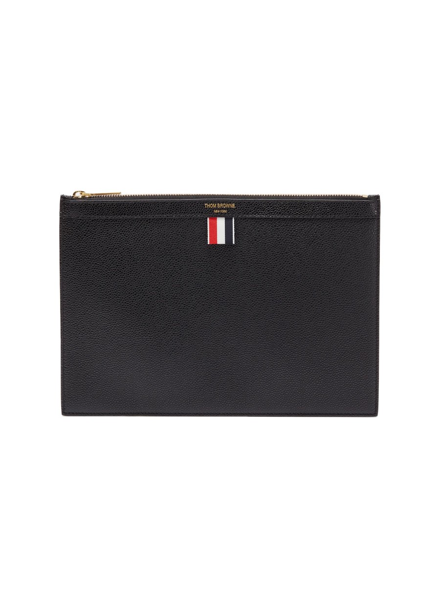 Men THOM BROWNE Small Leather Goods | Small Pebble Grain Leather Zip Pouch