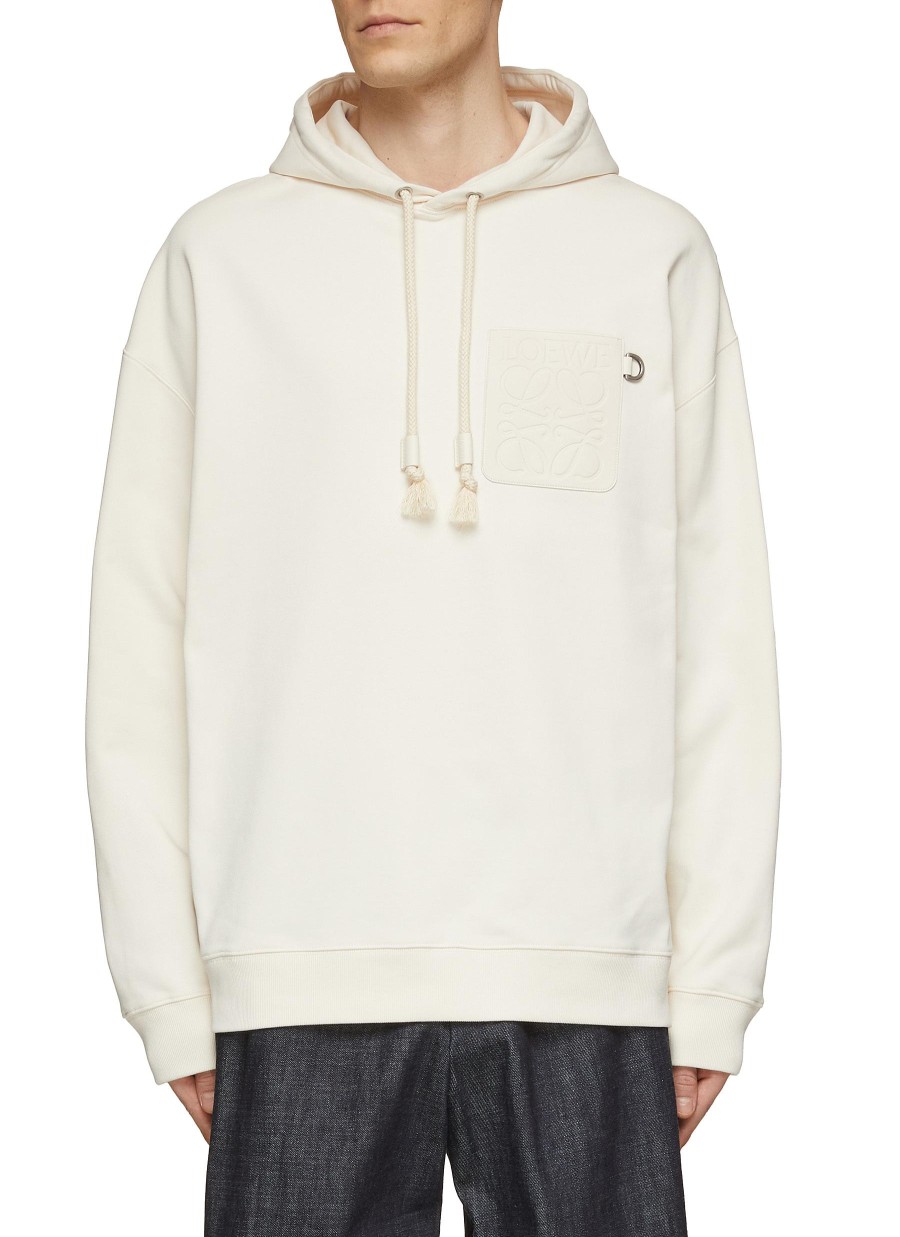 Men LOEWE Pullovers & Hoodies | Leather Anagram Pocket Relaxed Hoodie