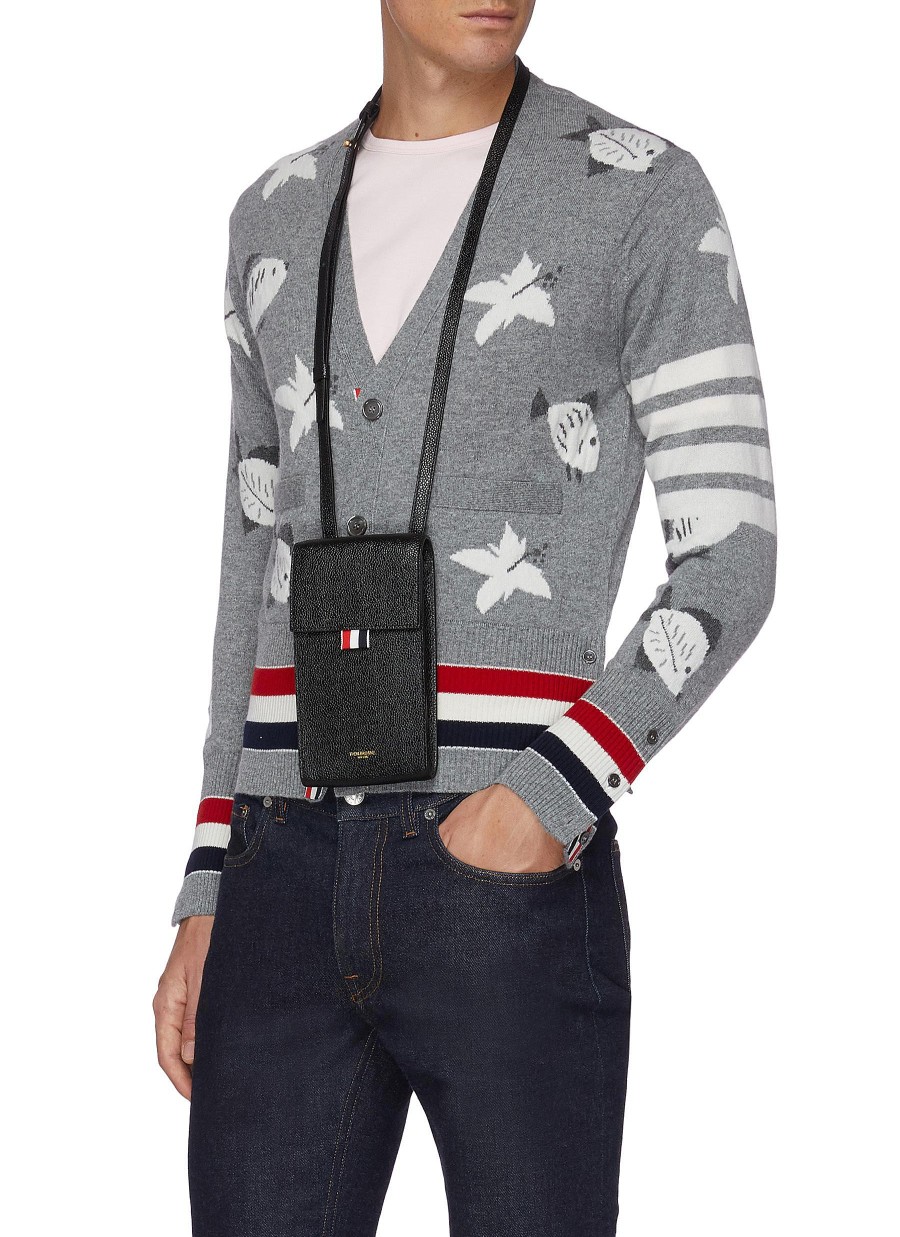 Women THOM BROWNE Tech Accessories | Pebble Grain Leather Phone Holder