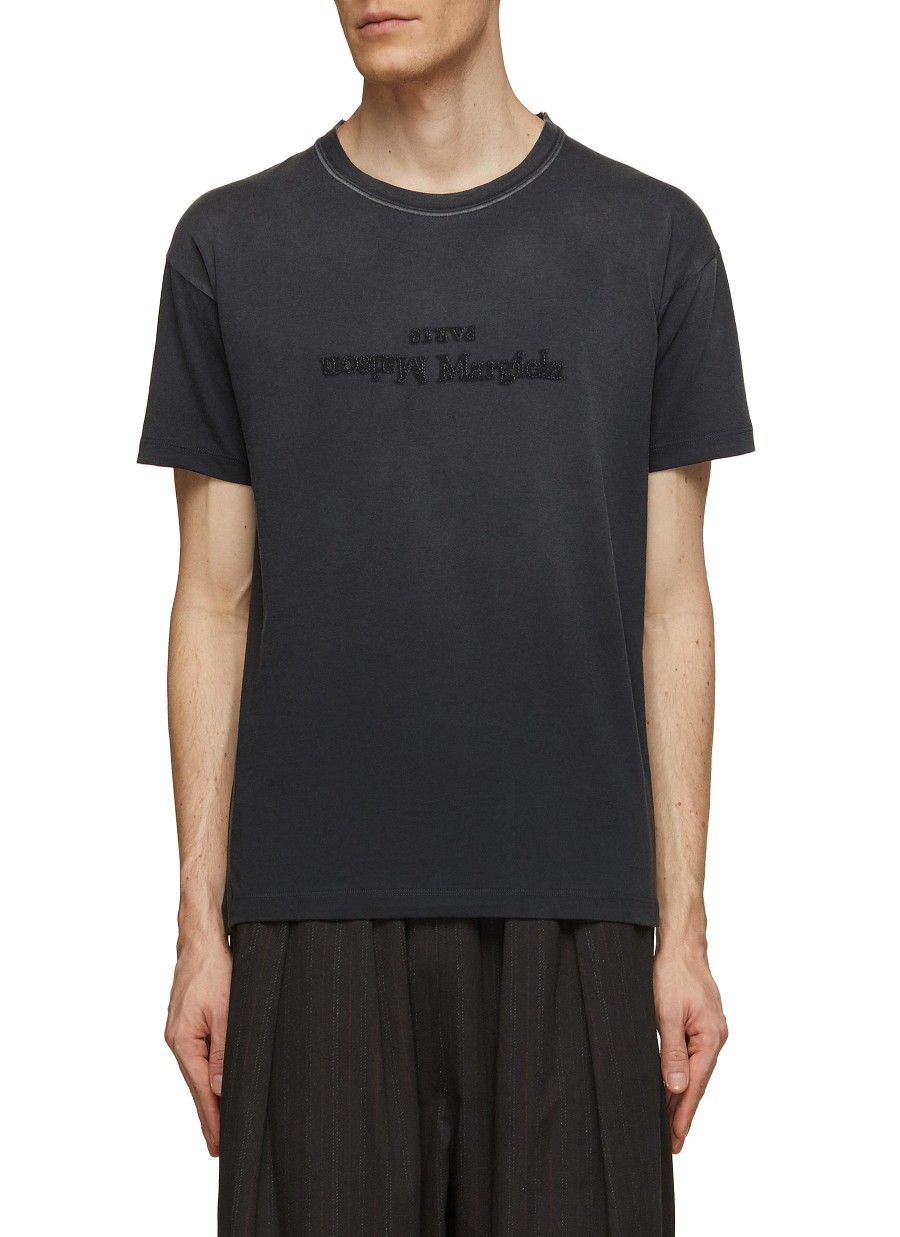 Men MAISON MARGIELA T-Shirts | Upside Down Logo Crewneck T-Shirt