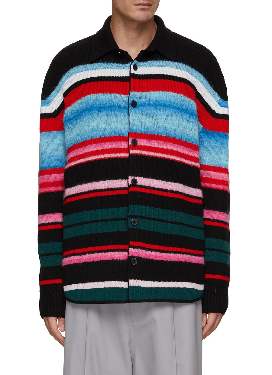 Men MISSONI Shirts | Long Sleeve Striped Wool Shirt