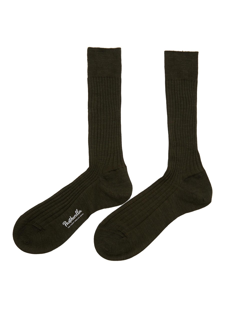 Men PANTHERELLA Socks | Laburnum Rib Merino Wool Long Anklet Socks