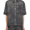 Men SOLID HOMME Shirts | Dyed Denim Short Sleeve Shirt